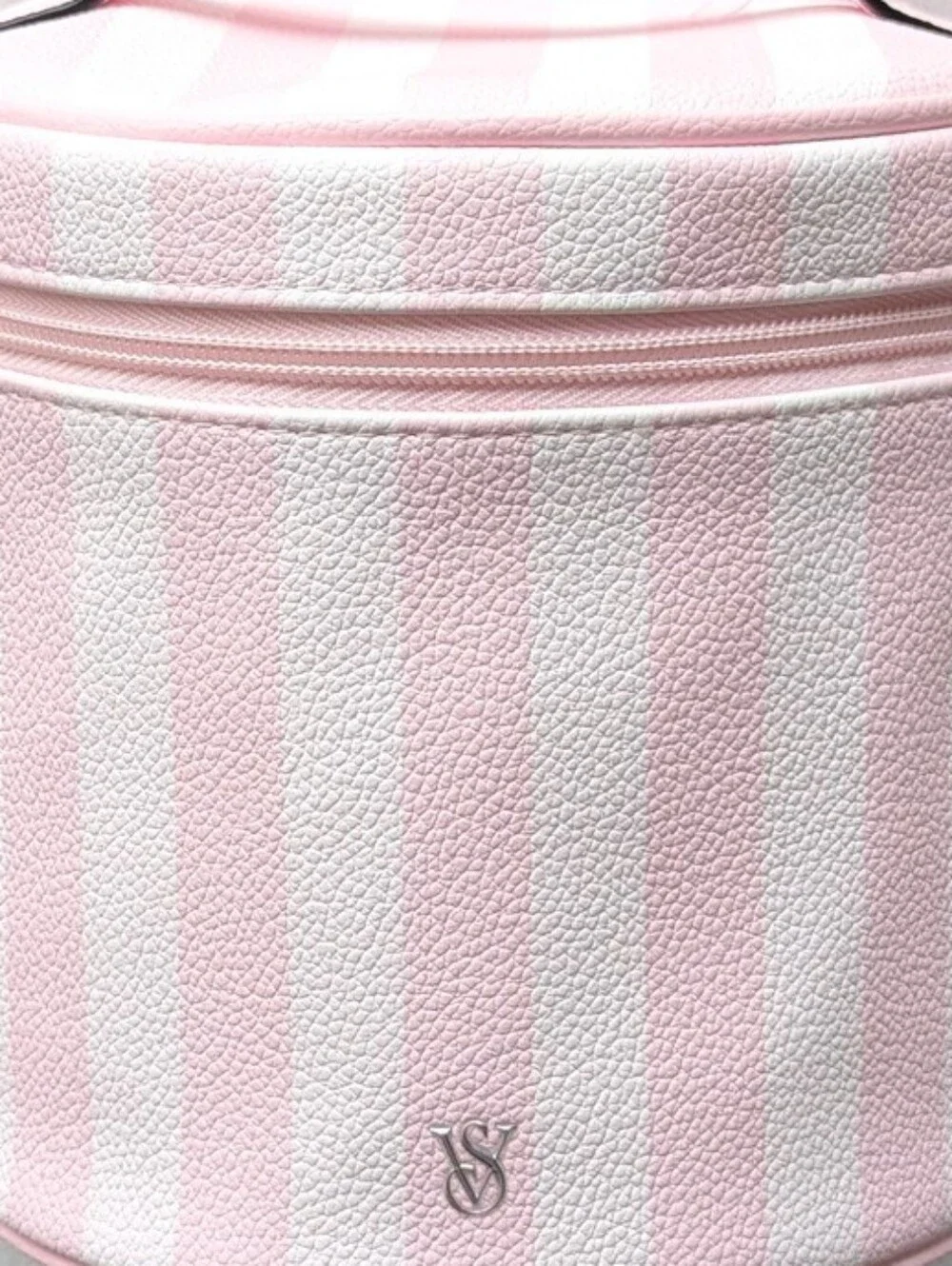 Victoria's Secret Pink Striped Cosmetic Storage Case Set Of 2 Makeup Bags